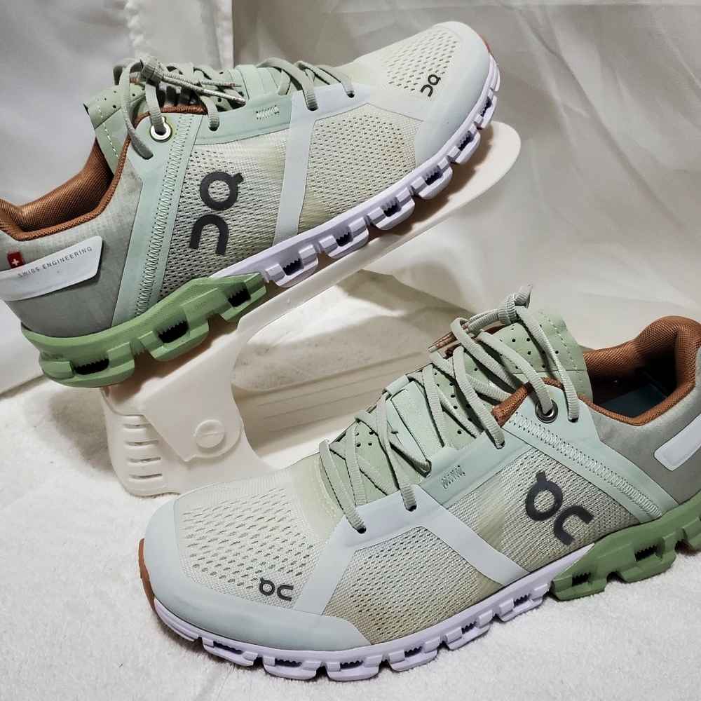 On Running Women's Athletic Shoes in Light Green and Brown